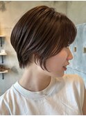 大人マッシュショート丸みショート黒髪ショートベリーショート