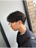 センターパート×ナチュラルフェザー