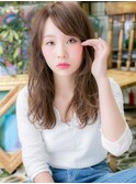 斜めバングニュアンスパーマこなれセミディh4戸頭20代30代40代