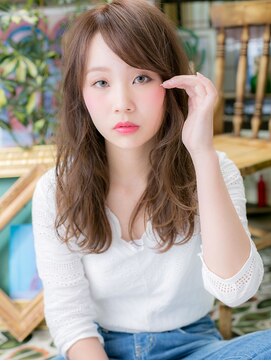 カバーヘア イヴ 戸頭店(COVER HAIR EVE) 斜めバングニュアンスパーマこなれセミディh4戸頭20代30代40代