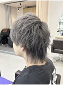 メンズグレージュカラーブリーチダブルカラーウルフカット横浜駅