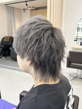 リグ 横浜(Lig.) メンズグレージュカラーブリーチダブルカラーウルフカット横浜駅