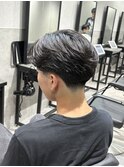 テーパーフェードニュアンスパーマセンターパートフェザーパーマ