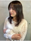 透明感オリーブグレージュ/ミディアムレイヤー