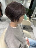 白髪ぼかしショートボブ髪質改善カラーヘッドスパ30代40代