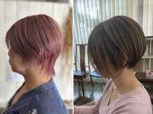 楽流頭 オブヘアー(of hair)の雰囲気（白髪ぼかし×ショート・ボブスタイル。朝のセットも時短で楽ちん）