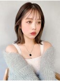 サイドバングナチュラルカール艶感イメチェン夏斜めバング