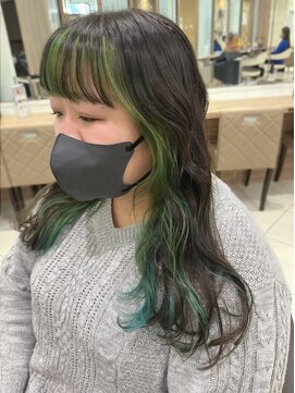 アッシュ 高円寺店(Ash) インナーカラー　グリーン