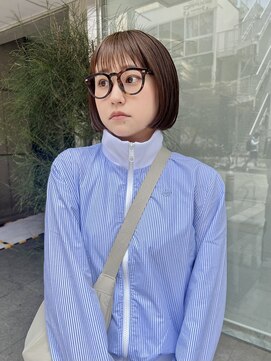 ネアー 新潟(NEER) ブラウンカラー○ミニボブ○ブリーチ無しカラー