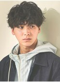 ニュアンスパーマアッシュブラックウルフ波巻きスパイラル渋谷