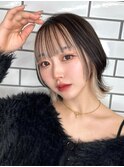 韓国風前髪インナーカラーホワイトベージュカラー