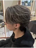 フェザーショート×ホワイトハイライト［長野市/メンズパーマ］