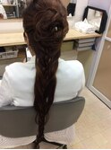 お花編込みハーフアップ