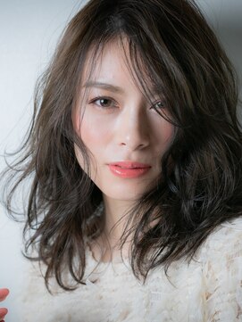 カバーヘア ブリス 川口(COVER HAIR bliss) チャコールグレーくせ毛風アシンメトリー201u川口30代40代50代