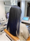 ネイビーグラデーションビタミンカラー黒髪卒業ブルーブラック