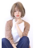 ローライトフォギーベージュ大人かわいいスリークボブ大人ボブ