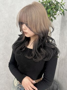 ロウル 渋谷(LOWRL) ミルクティー×ブラック/ルーツカラー