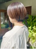 ショートボブ　30代40代　顔周りカット　ブラウンアッシュカラー