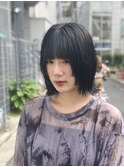 ヒメレイヤー 黒髪 ボブルフ ネビージュ 小顔 ワンレン