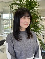 ハピネス 西大寺店(Happiness)&nbsp;レイヤーカット 顔周りレイヤー 黒髪 韓国レイヤー ぱっつん前髪