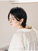 フェザーショートセンターパートかきあげバンググレーアッシュ