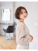 バグズ ヘアデザイン 桔梗が丘店(Baguz HAIR DESIGN) くびれボブ×シースルーバング×透明感ベージュ