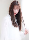 透け感美髪ストレートヘアシースルー前髪くすみカラー