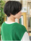 ■センターパート黒髪前髪なしショート51-2★戸頭20代30代40代