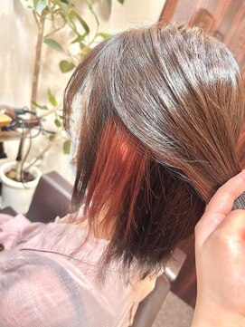 キャラ 池袋本店(CHARA) 切りっぱなし×イヤリングカラー【チェリーピンクカラー】