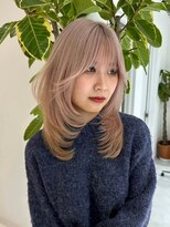 ヨロ 上野(YOLO)&nbsp;ハイライトカラーミルクティーベージュケアブリーチダブルカラー