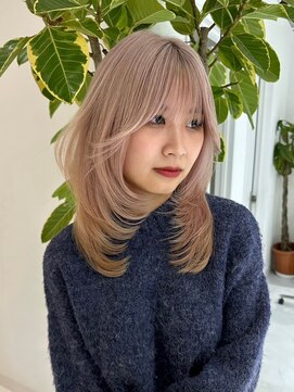 ヨロ 上野(YOLO) ハイライトカラーミルクティーベージュケアブリーチダブルカラー