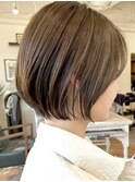 前髪イメチェンピンクベージュクールショートレイヤーカット