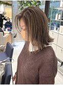 大人可愛い脱白髪染めハイライトブラウンベージュ
