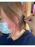 インナーカラーピンクボブ