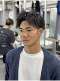 メンズアップバングショート/ソフトツイストパーマ