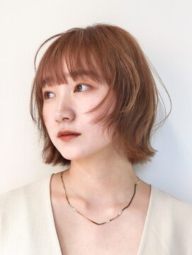 シスタ(SISTA) 外はねくびれボブオレンジブラウンオレンジベージュ【自由が丘】