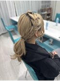 編み込みローポニースタイル♪
