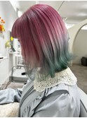 ピンクから緑になるグラデーションカラー