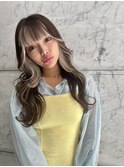 韓国前髪顔周りロング×インナーグレージュ[心斎橋/髪質改善]