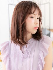 浅草/髪質改善/ベージュピンク×ロブヘア☆内巻きワンカールf