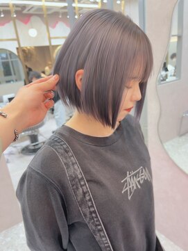 ロンド レア 天神大名店(Lond Le’a) ダブルカラーミルクティーベージュカラーケアブリーチ韓国ボブ