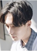 センターパートニュアンスパーマメンズカットツーブロック韓国