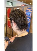 ツイストスパイラルハイライトカラーデザインカラー波巻きパーマ