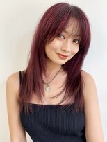 ピープスアンドスー 表参道 渋谷(Peeps&Suu.) チェリーピンク × レイヤーストレート 渋谷 表参道