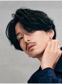 栄メンズカット毛流れニュアンスパーマネープレスセンターパート