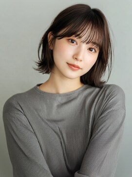 アンニュ(annuy) 外ハネボブ 顔周りカット グレージュカラー 小顔カット 20代