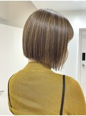大人可愛い20代30代ハイライトボブ_ショート【GRAFF蔵前】