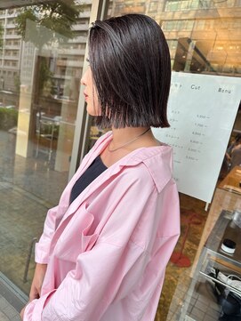 ハマモト 切りっぱなしボブ/ダークパープルカラー