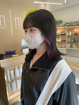 エヌ ドット ヘアープラス ミラクルヘアー(n. HAIR) イヤリングカラー×くびれ外ハネボブ