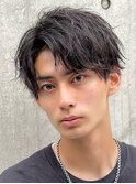 原宿ツイストスパイラルパーマ微分け韓国センターパート七三分け
